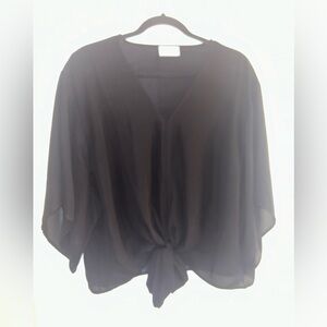 Adrienne Black Front Tie Blouse